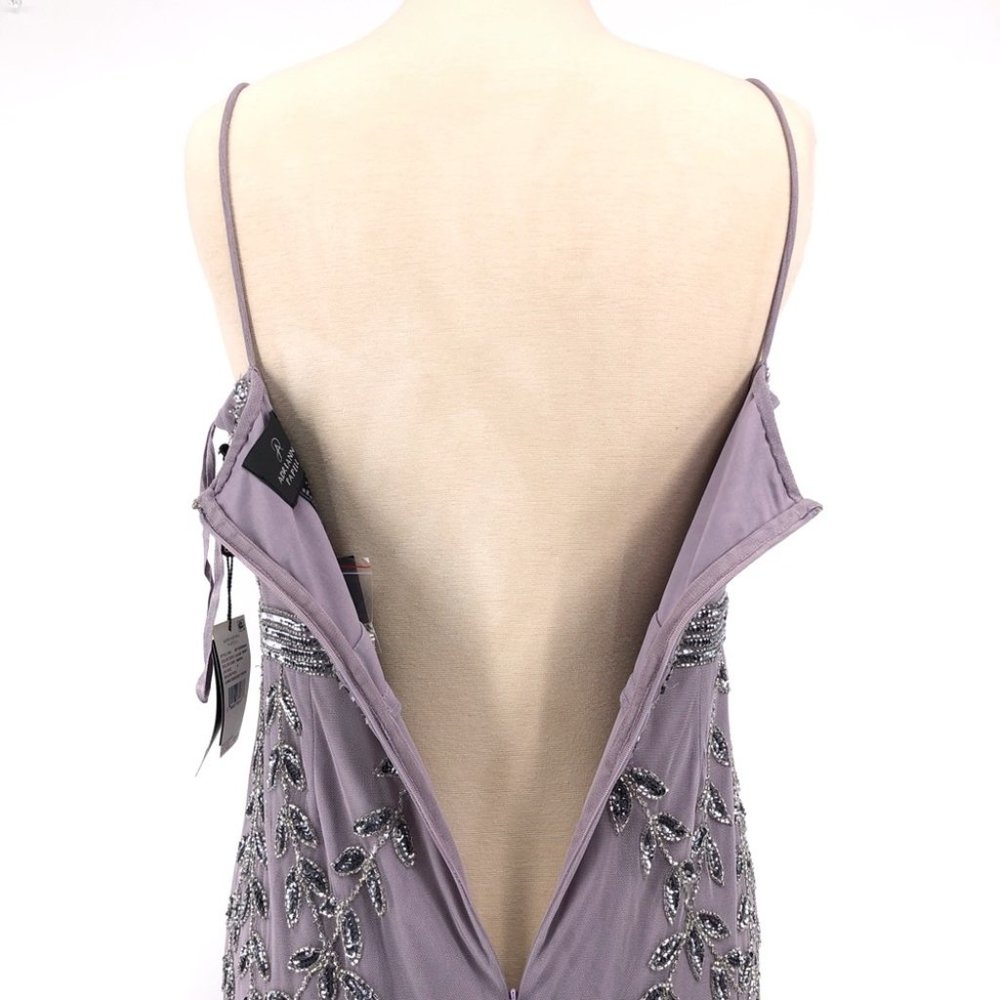 Adrianna Papell Vine Beaded Illusion V-Neck Gown - Picture 5 of 8